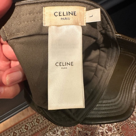 CELINE LEATHER BASEBALL HAT KHAKI GREEN SIZE LARGE - Picture 5 of 6